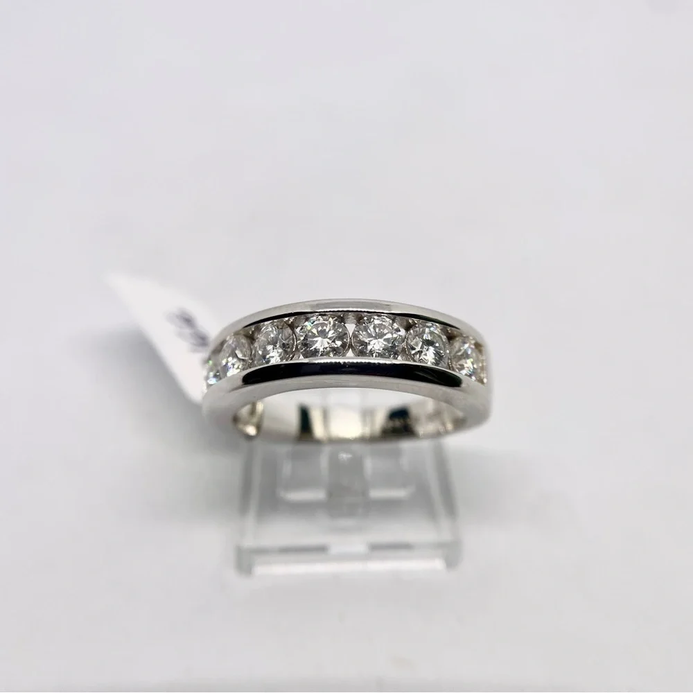 Mens Moissanite Ring Anniversary Wedding Band 925 GRA Certified Eternity Size 10
